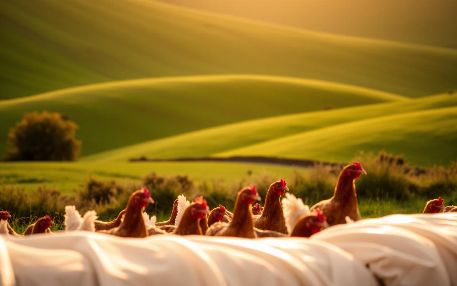 UK countryside farm with free-range hens
